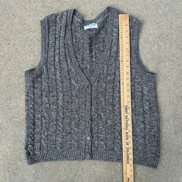 Vintage 90s Alfred Dunner Heather Dark Gray Knit Sweater Vest 2X Made in USA - Picture 7 of 7